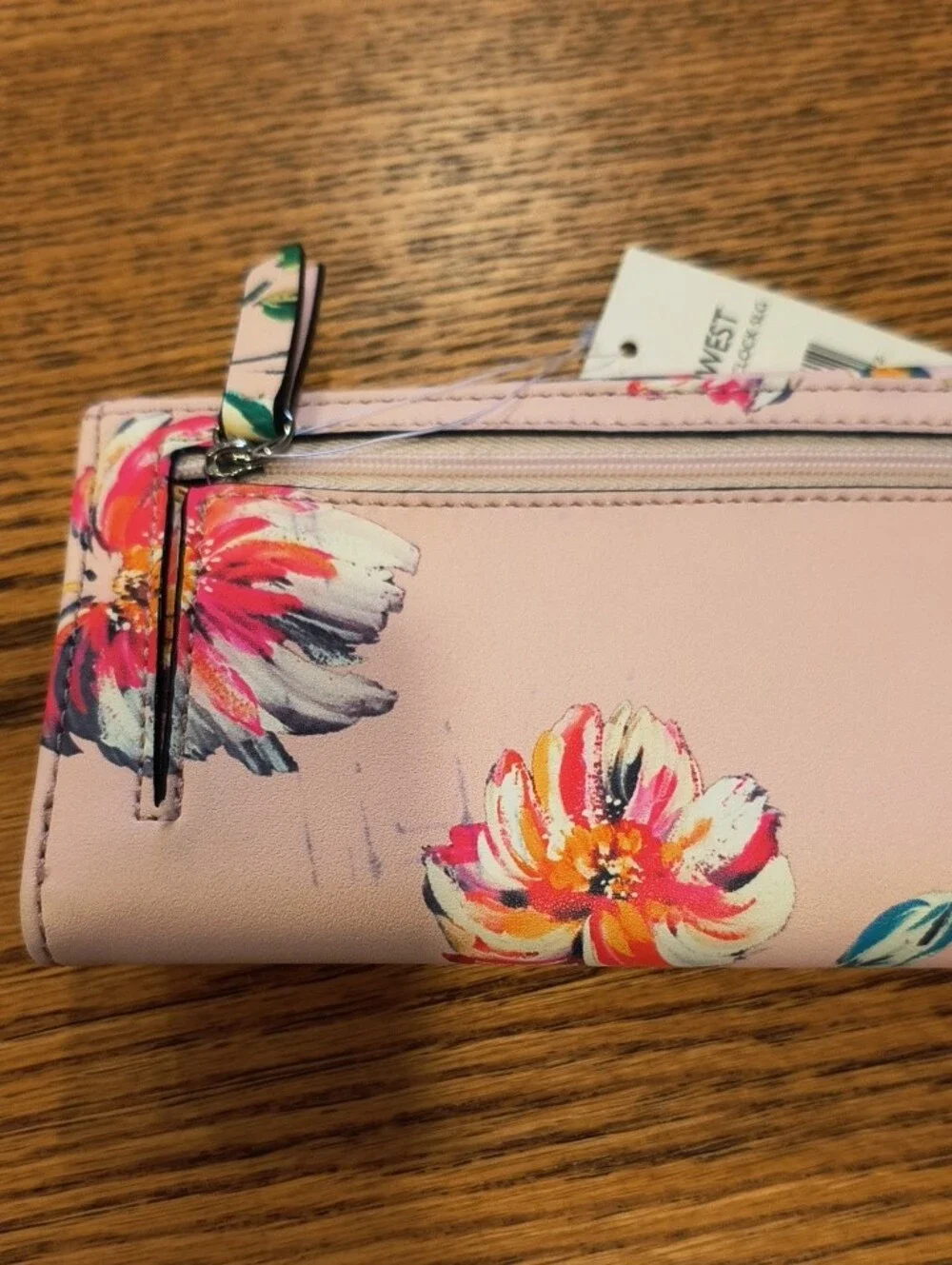 Nine West Pink Floral Wallet Clutch with Multicolor Blooms